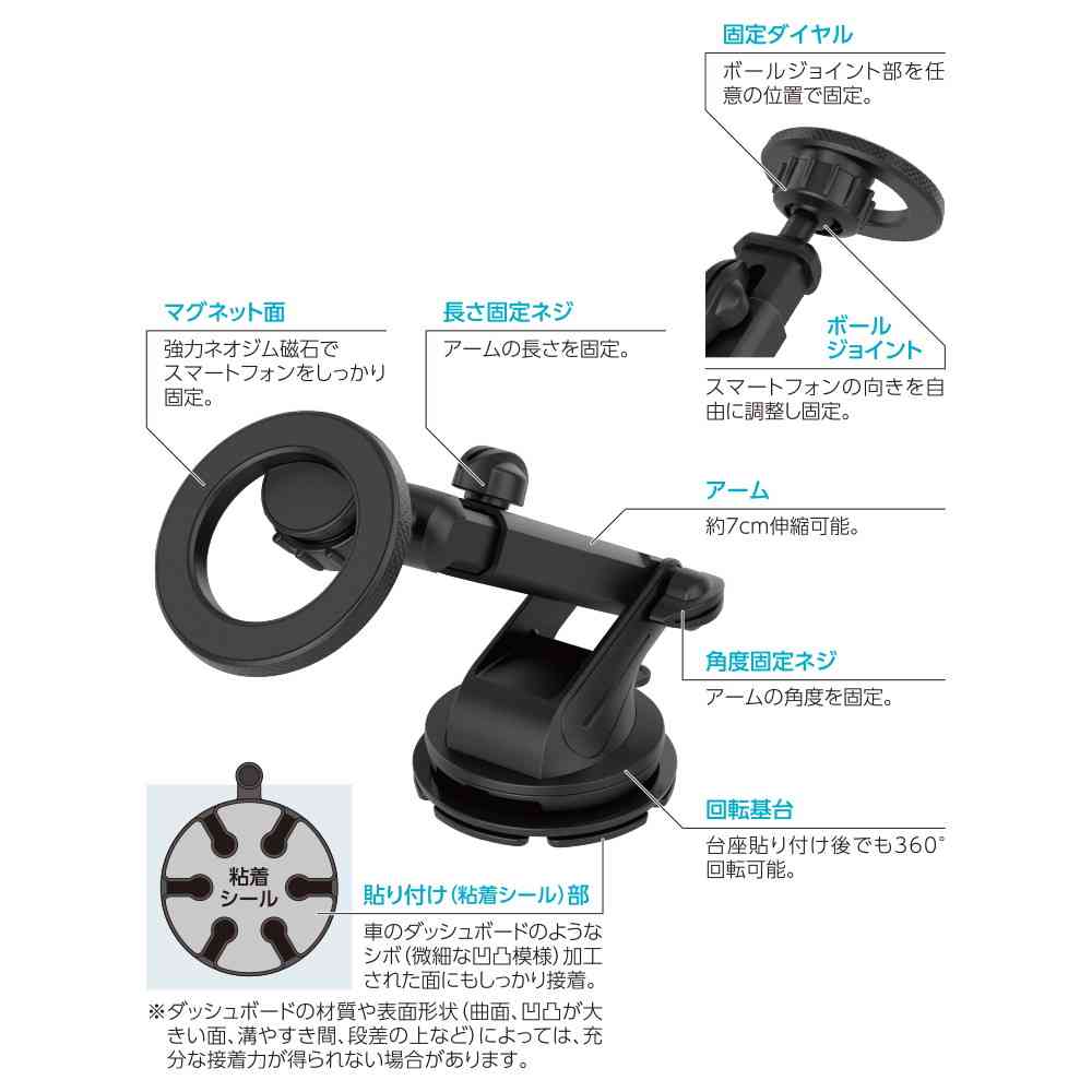 多摩電子工業 マグネットホルダー 回転基台貼付式 TKR32SLK - Image 3