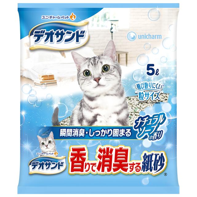 ユニチャーム デオサンド 香りで消臭する紙砂 ナチュラルソープの香り 5L - Image 2