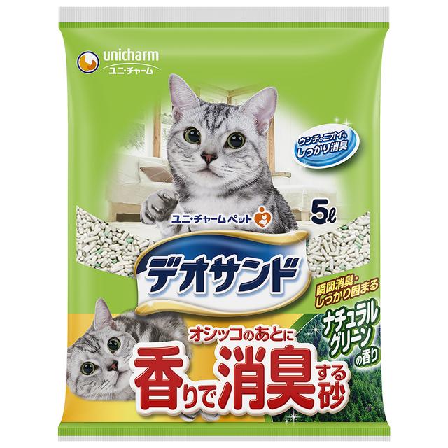 ユニチャーム デオサンド オシッコのあとに香りで消臭する砂 ナチュラルグリーンの香り 5000ml - Image 3