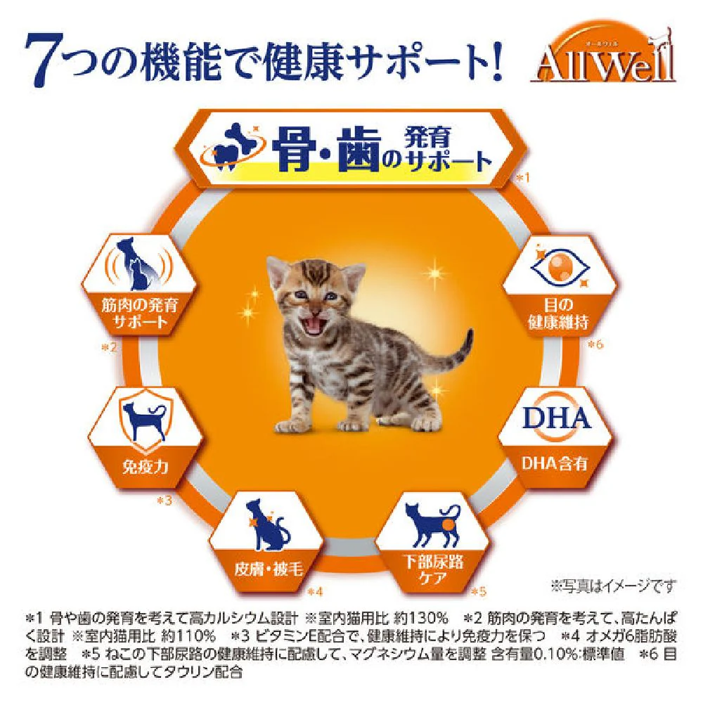 ユニ・チャーム AllWell 健康子ねこF味小魚ささみFD 140g - Image 2