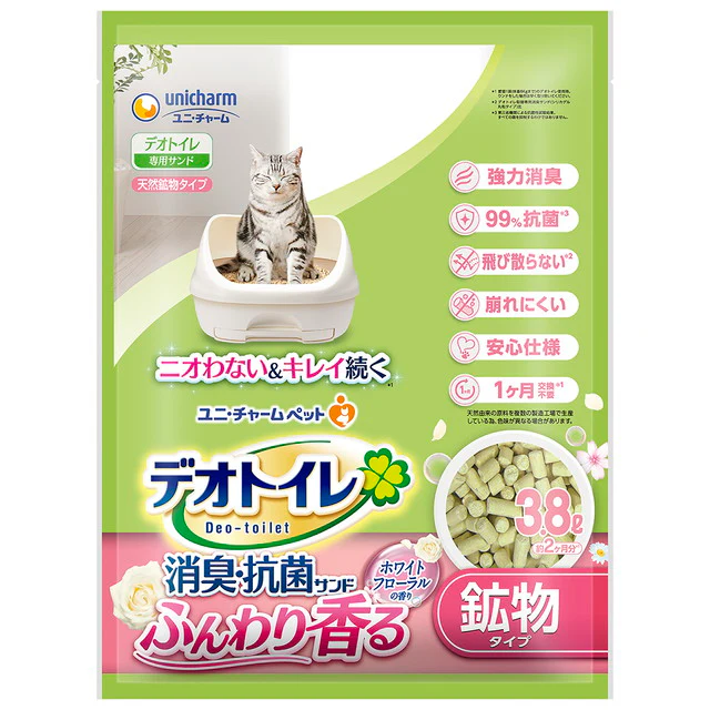 ユニ・チャーム デオトイレ ふんわり香る消臭・抗菌サンド ホワイトフローラルの香り 3.8l