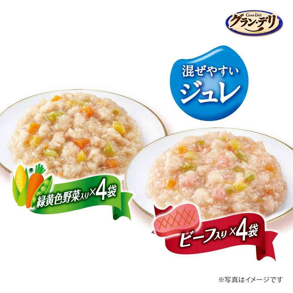 ユニ・チャーム グラン・デリ 国産鶏ささみ入り パウチ使い切り新鮮パック ジュレ 成犬用 緑黄色野菜入り&ビーフ入り 160g - Image 7