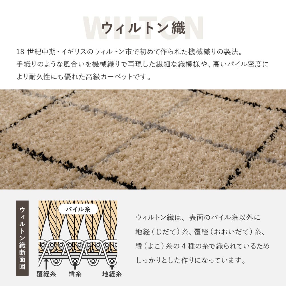 ウィルトンラグ BEDOUIN リシャド アイボリー 約100×140cm 【直送品】 返品・キャンセル・他商品と同時購入は不可 - Image 4