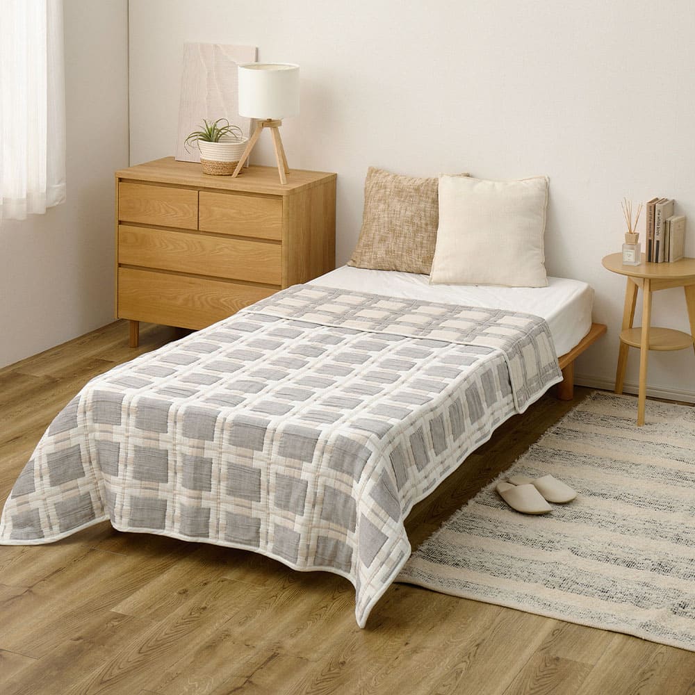 デザインガーゼケット ダブル 約180×200cm スクエア 【直送品】 返品・キャンセル・他商品と同時購入は不可