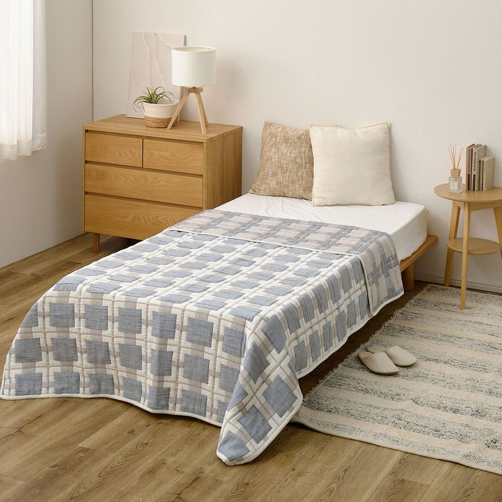 デザインガーゼケット シングル 約140×200cm スクエア 【直送品】 返品・キャンセル・他商品と同時購入は不可