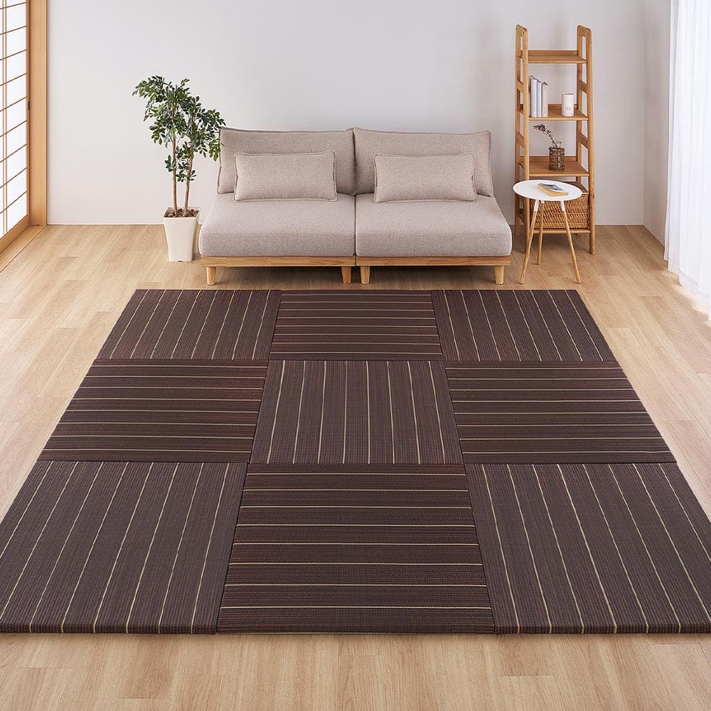 (9枚組)置き畳 凛 約82×82×2.5cm ブラウン 【直送品】 返品・キャンセル・他商品と同時購入は不可