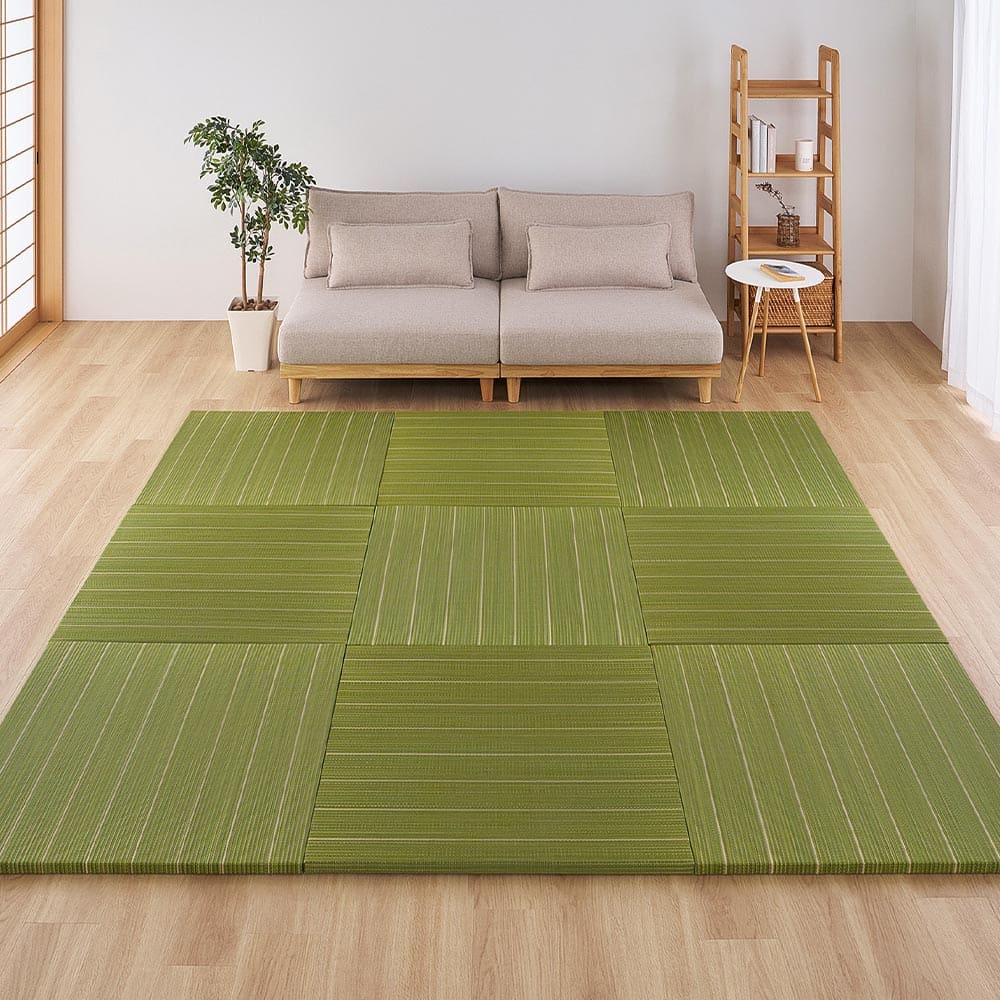 (9枚組)置き畳 凛 約82×82×2.5cm グリーン 【直送品】 返品・キャンセル・他商品と同時購入は不可