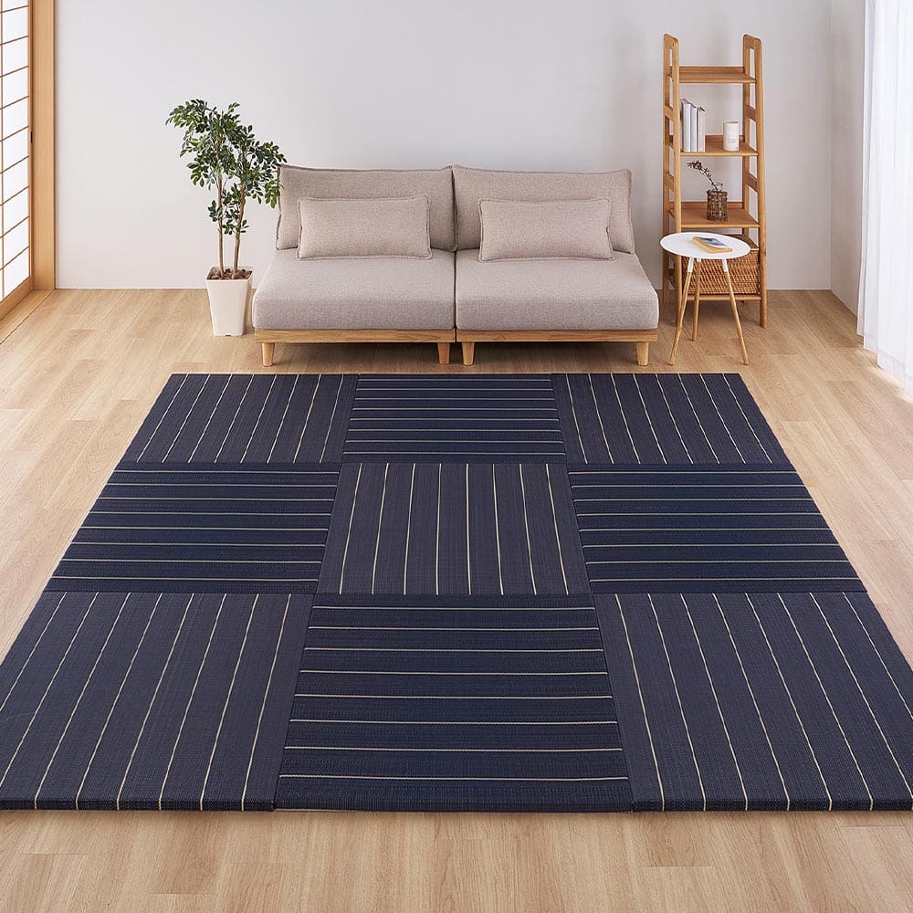 (9枚組)置き畳 凛 約82×82×2.5cm ブラック 【直送品】 返品・キャンセル・他商品と同時購入は不可