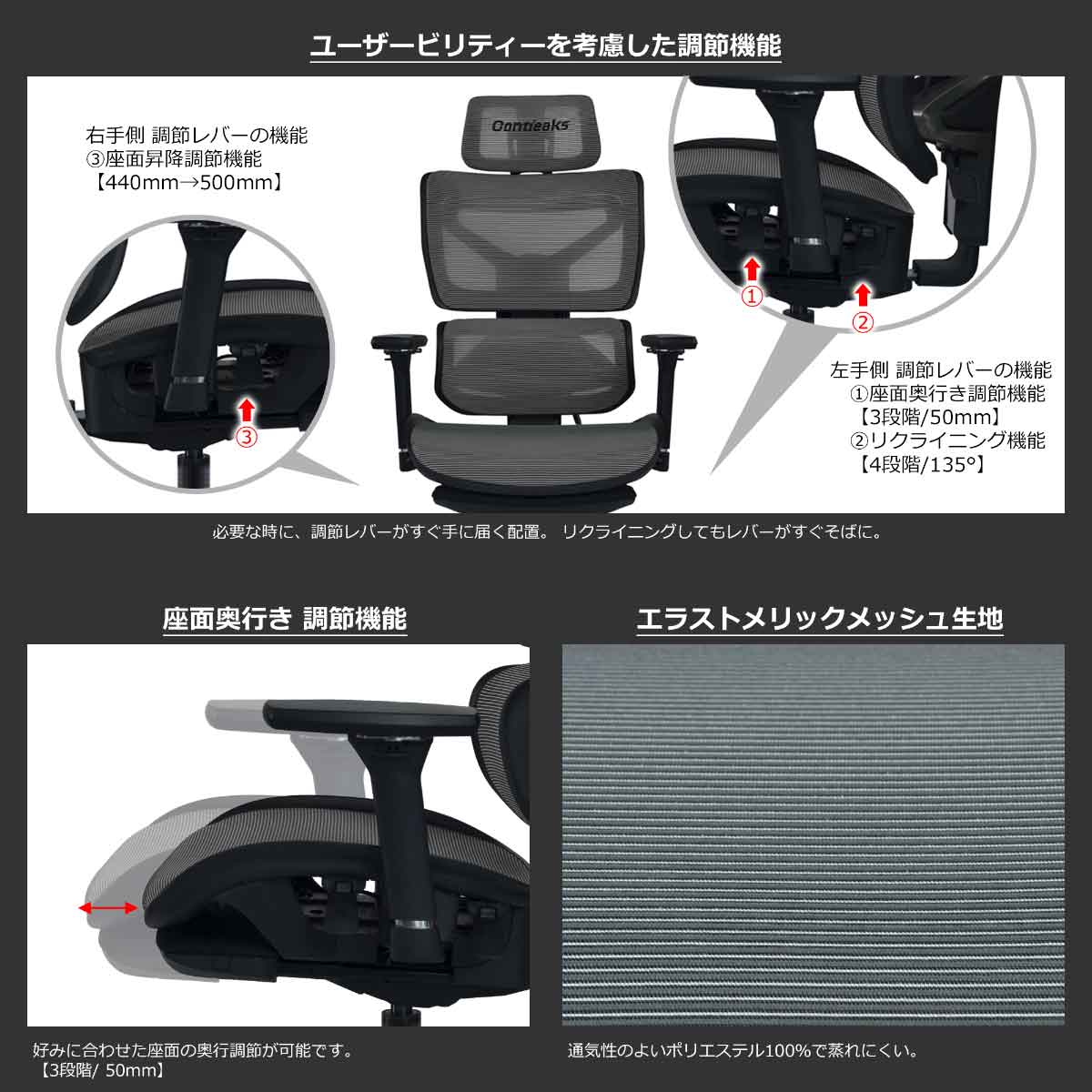 セレスティアル ゲーミングチェア マーキュリーグレー 【直送品】 返品・キャンセル・他商品と同時購入は不可 - Image 5