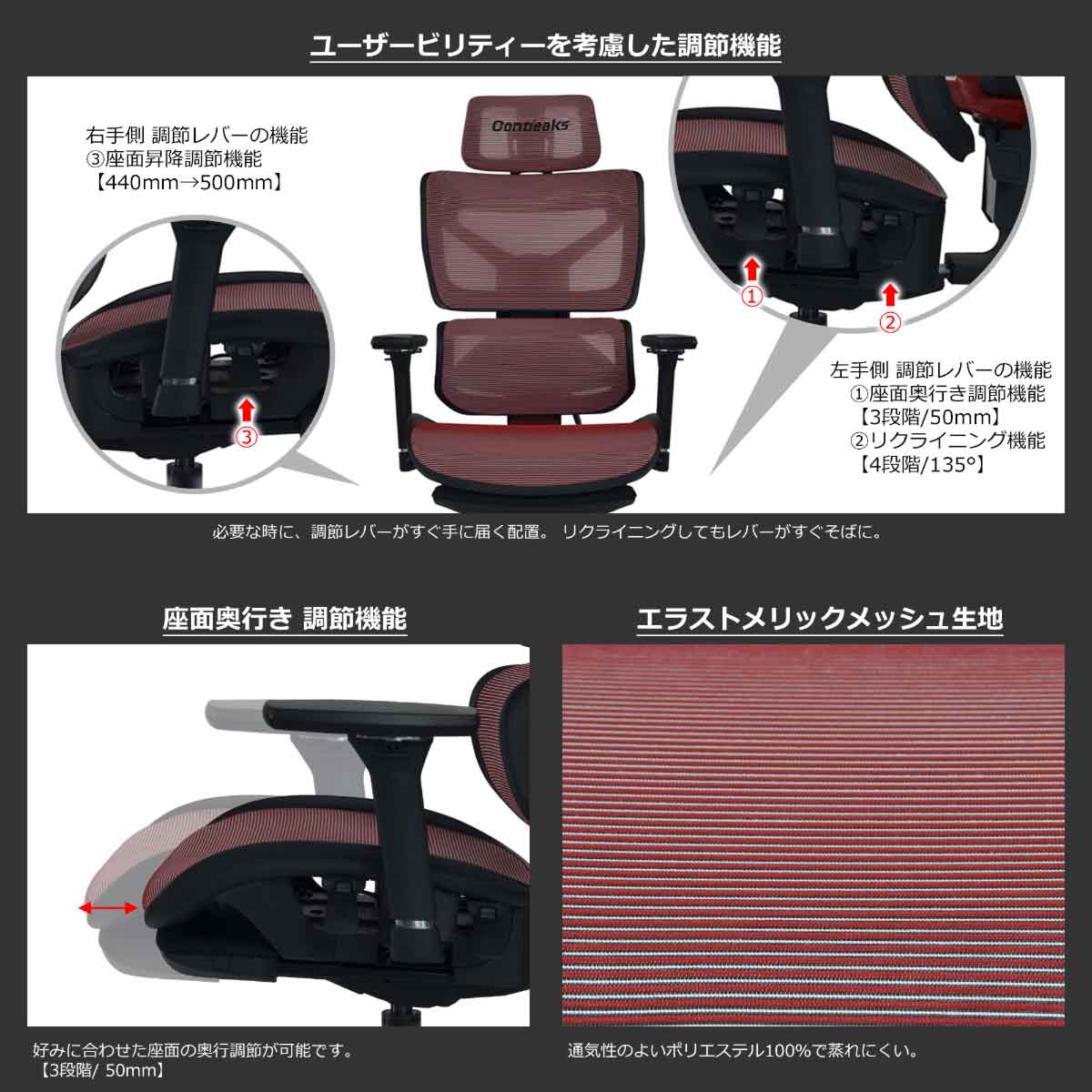 セレスティアル ゲーミングチェア マーズレッド 【直送品】 返品・キャンセル・他商品と同時購入は不可 - Image 5