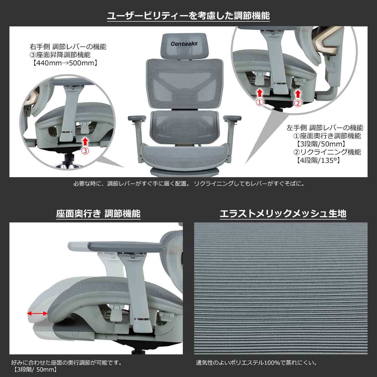 セレスティアル ゲーミングチェア ムーンホワイト 【直送品】 返品・キャンセル・他商品と同時購入は不可 - Image 5