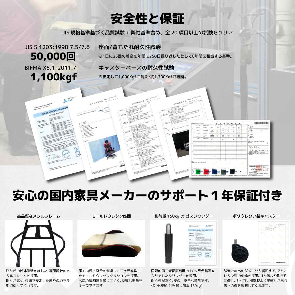 ルセルV3 オットマン付き ゲーミングチェア レッド 【直送品】 返品・キャンセル・他商品と同時購入は不可 - Image 7