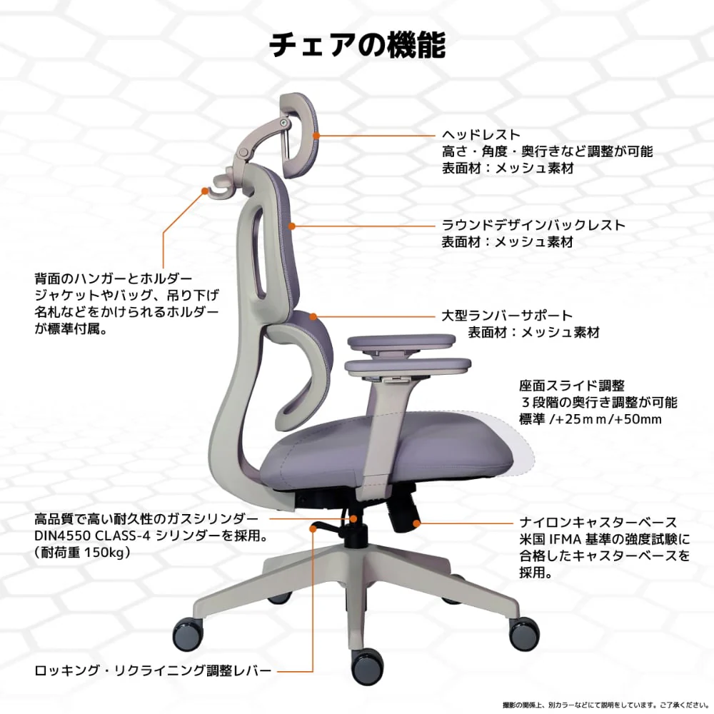 ゲーミングチェア ホーネット パステルパープル 【直送品】 返品・キャンセル・他商品と同時購入は不可 - Image 3