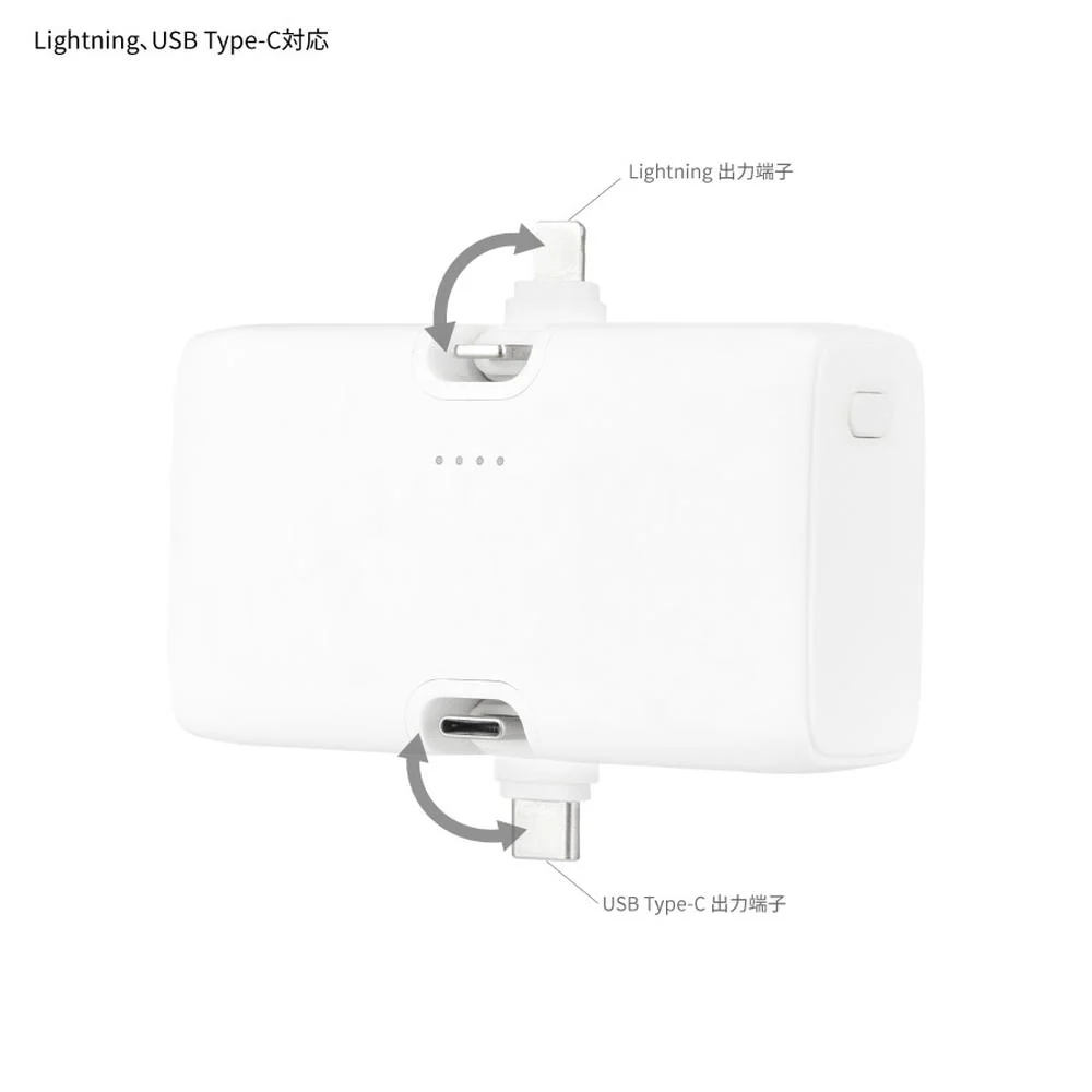 グルマンディーズ ちいかわ 古本屋 Lightning ／Type-C コネクタ付き リチウムイオン充電器 4000mAh 1個 - Image 4