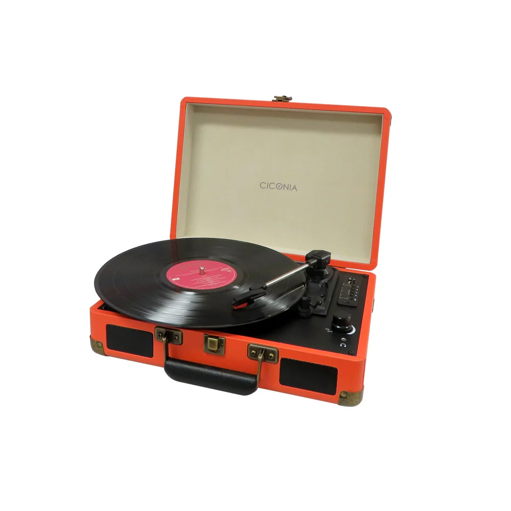レコードプレーヤー オレンジ TE-1907-OR 【直送品】 返品・キャンセル・他商品と同時購入は不可