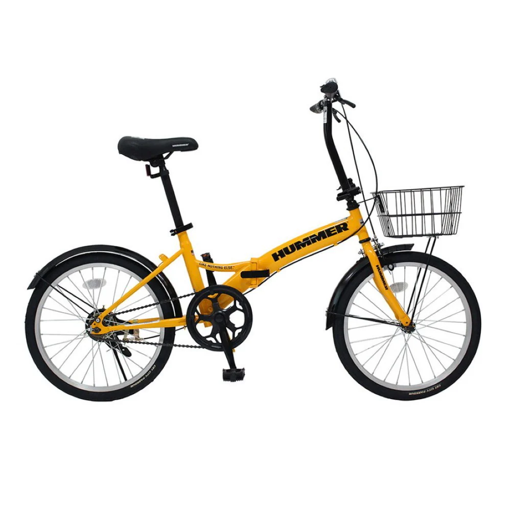 MB382 HUMMER ノーパンク20インチ折畳自転車YE 【直送品】 返品・キャンセル・他商品と同時購入は不可