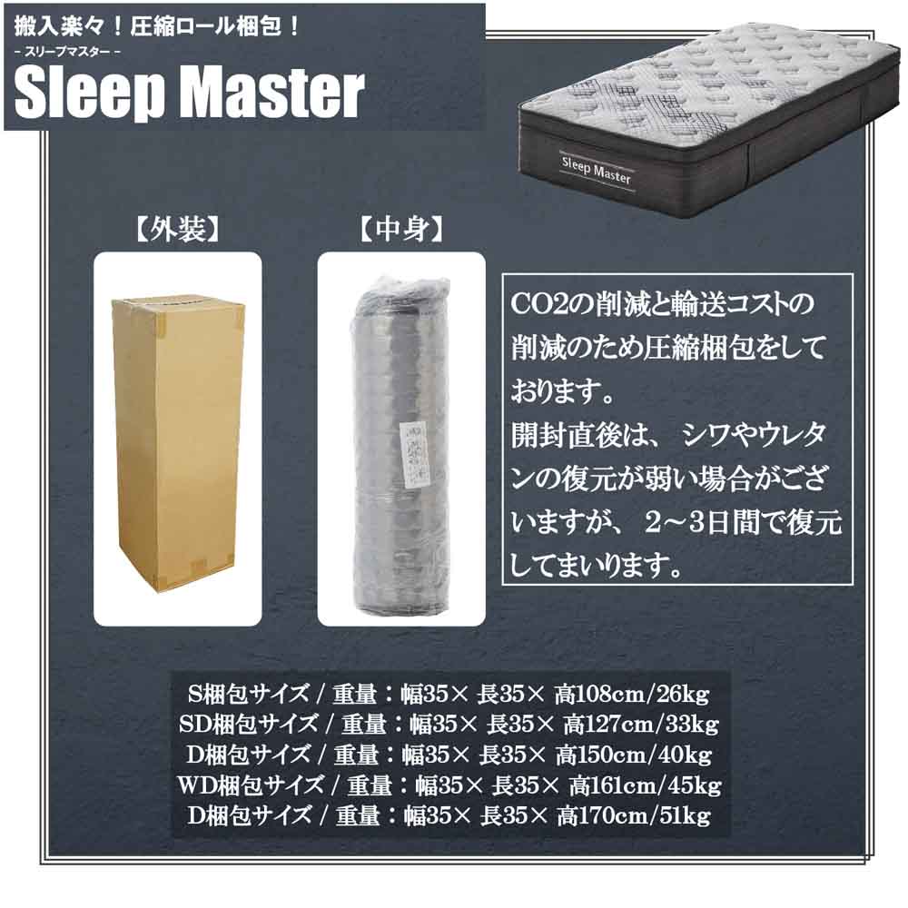 厚み31cm極厚Dポケットコイルマットレス PIM-SM-D 【直送品】 返品・キャンセル・他商品と同時購入は不可 - Image 10