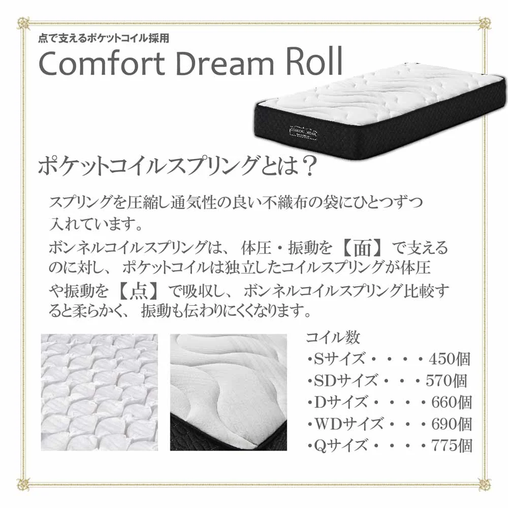 厚み25cmQポケットコイルマットレスCFDM-ROLL-Q 【直送品】 返品・キャンセル・他商品と同時購入は不可 - Image 5