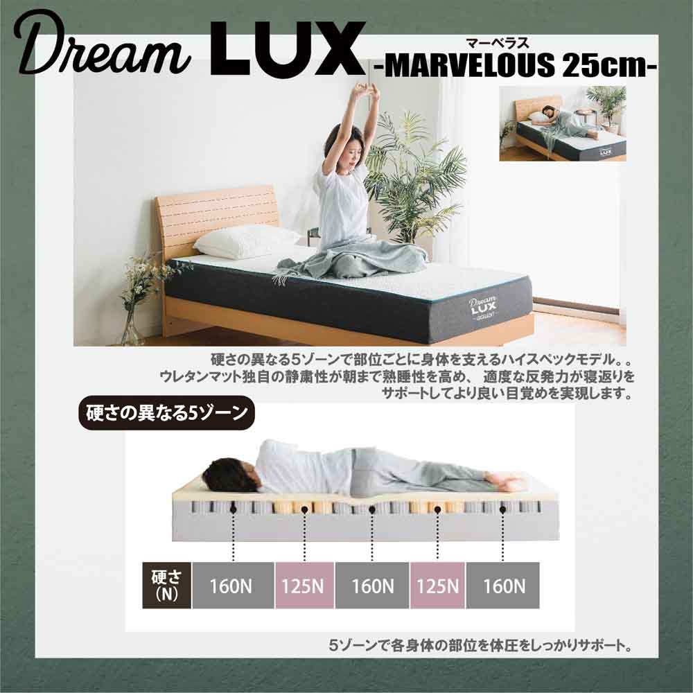厚み25cmSDノンコイルマットレス DLUX-MBRS-SD 【直送品】 返品・キャンセル・他商品と同時購入は不可 - Image 3
