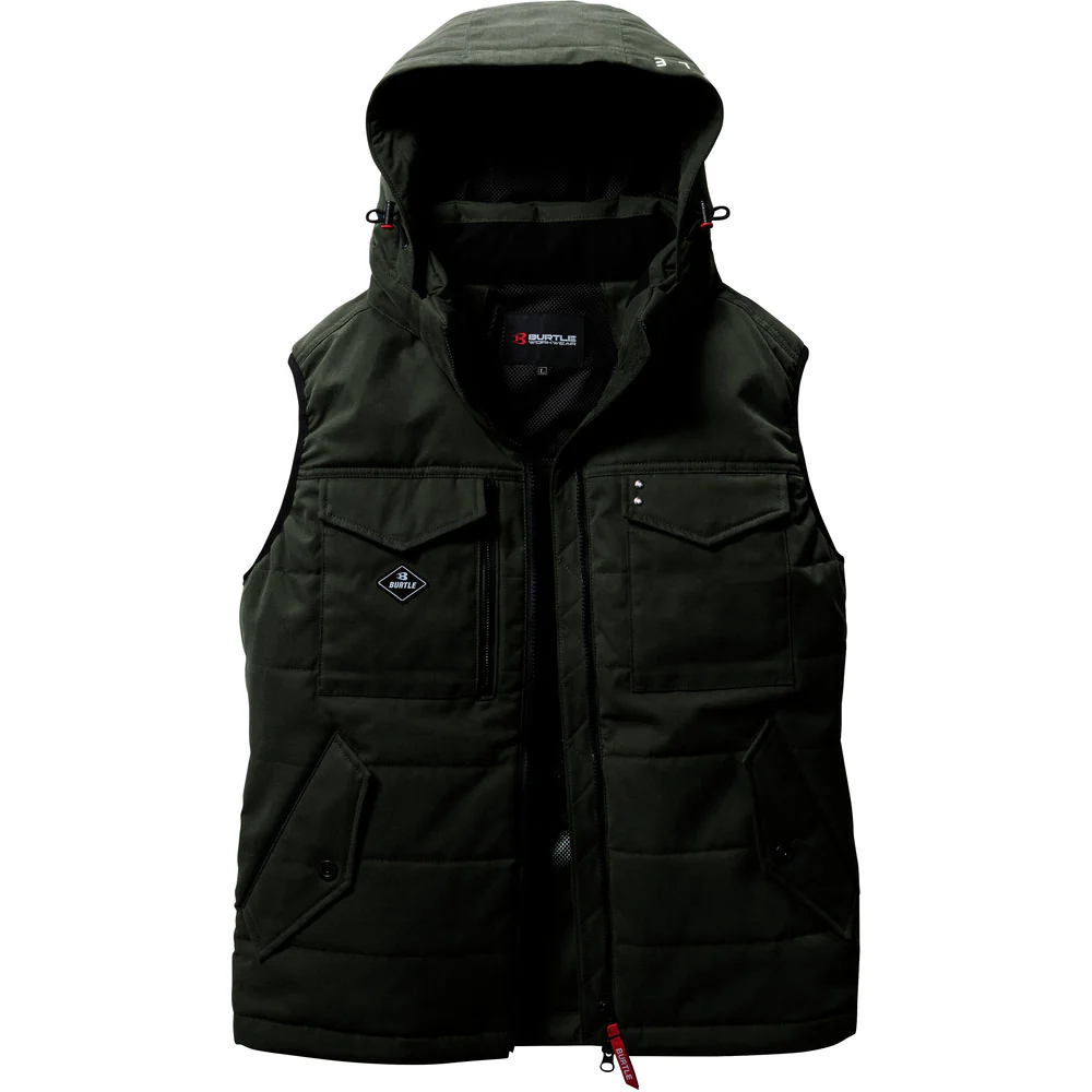 BURTLE 防寒ベスト5054-14-Lミルスグリーン 【直送品】 返品・キャンセル・他商品と同時購入は不可