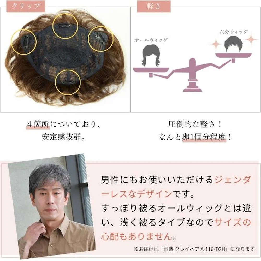 プリシラ ミセス六分ウィッグ フェザーカールハーフ 耐熱 【直送品】 返品・キャンセル・他商品と同時購入は不可 - Image 5