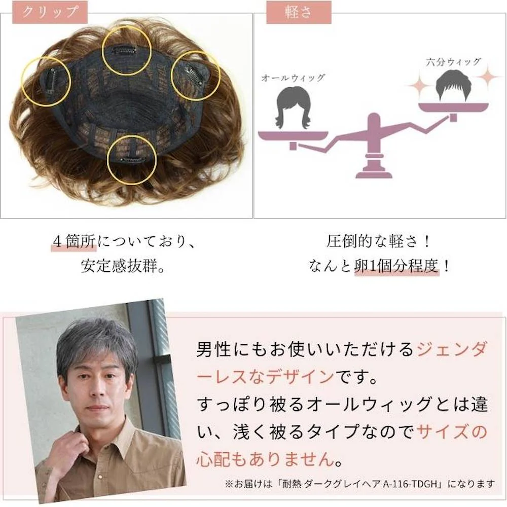 プリシラ ミセス六分ウィッグ フェザーカールハーフ 耐熱 【直送品】 返品・キャンセル・他商品と同時購入は不可 - Image 5