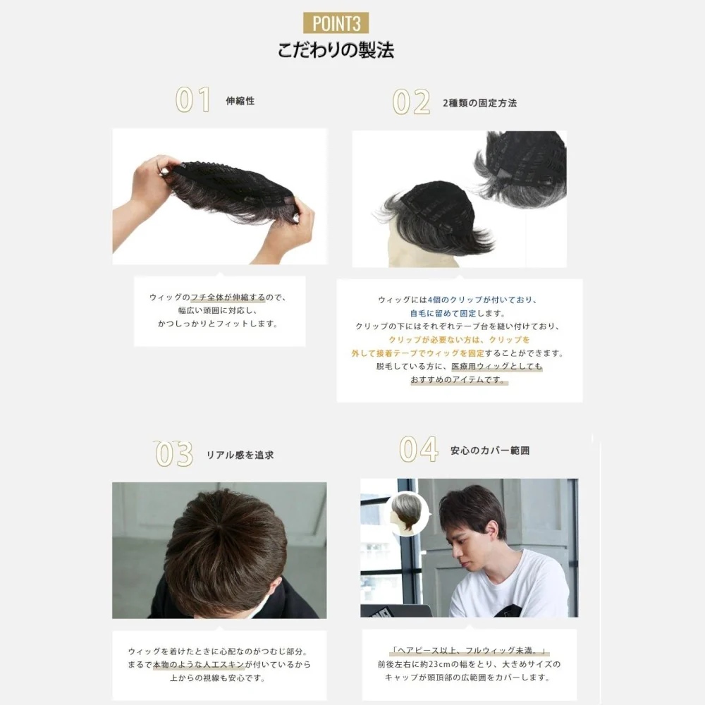 プリシラ 男性用5分ウィッグ レイヤーショート 耐熱 【直送品】 返品・キャンセル・他商品と同時購入は不可 - Image 4