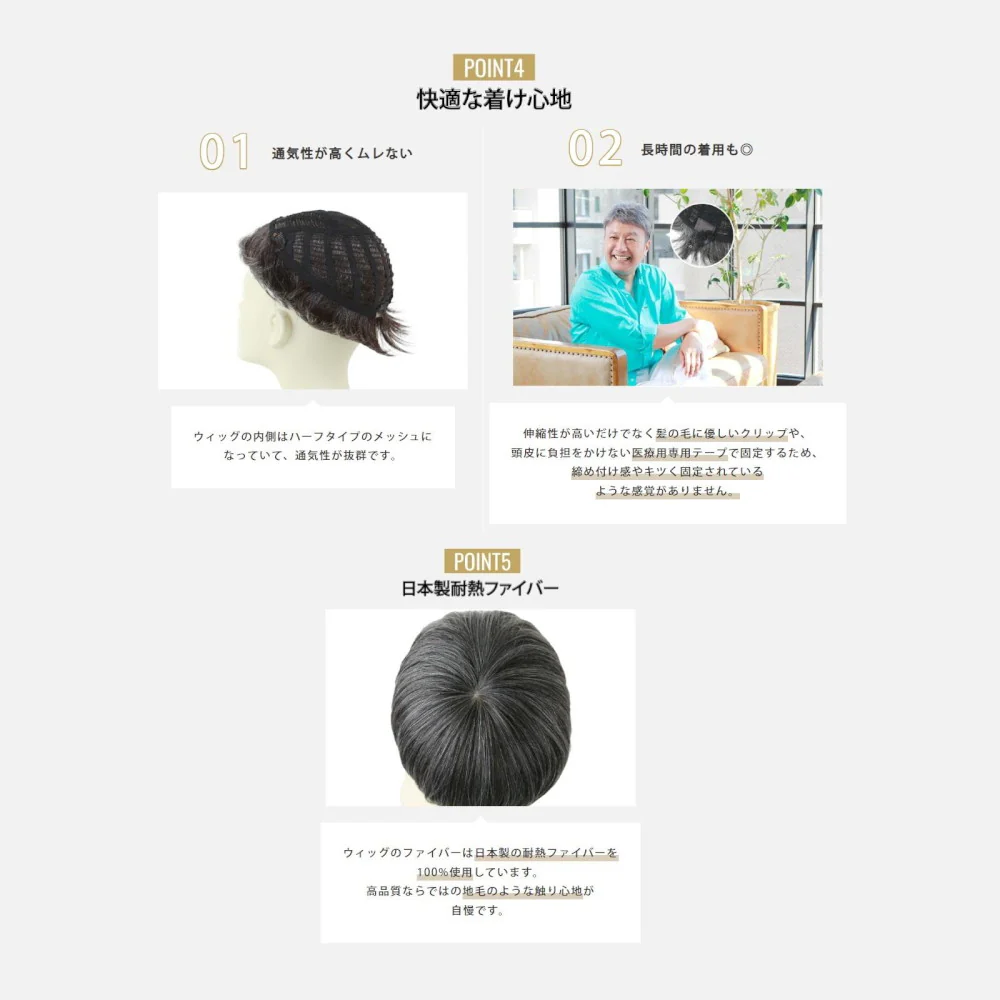 プリシラ 男性用5分ウィッグ レイヤーショート 耐熱 【直送品】 返品・キャンセル・他商品と同時購入は不可 - Image 5