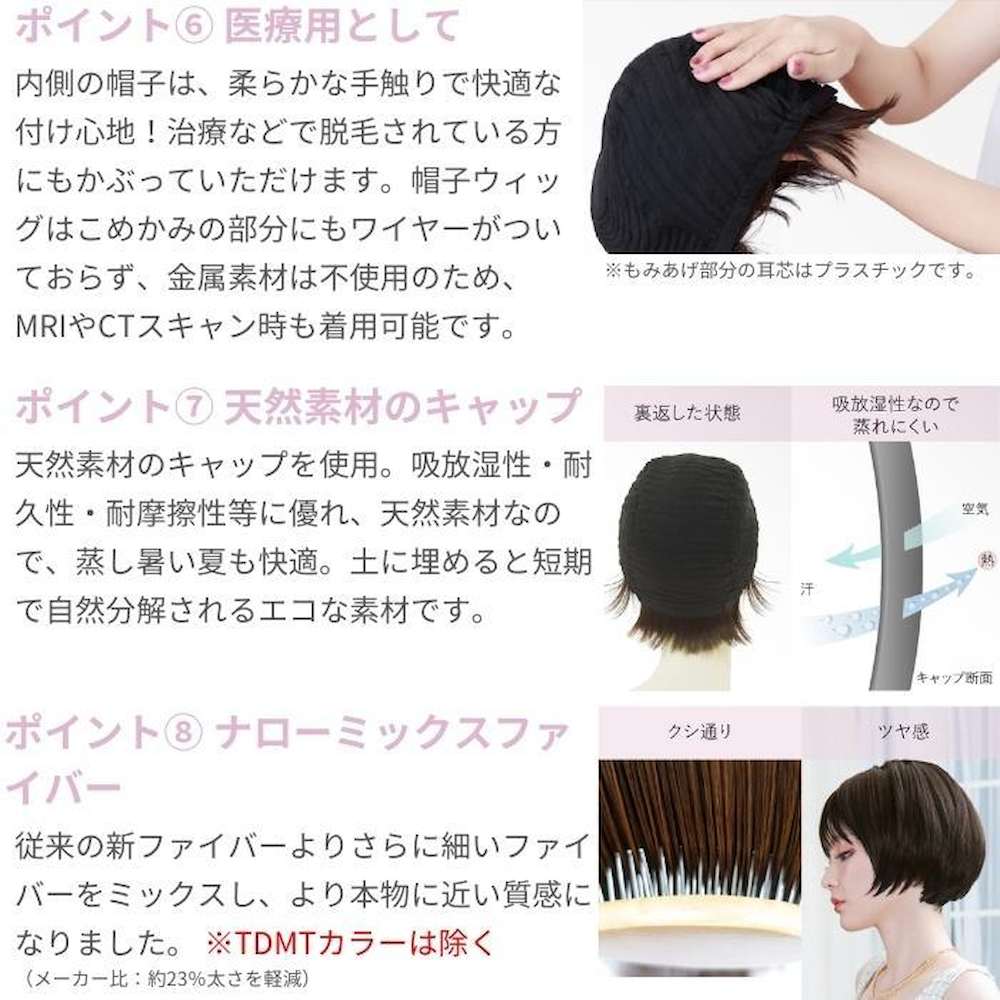 プリシラ 帽子ウィッグ ラウンドマッシュ リラックス 耐熱 【直送品】 返品・キャンセル・他商品と同時購入は不可 - Image 6