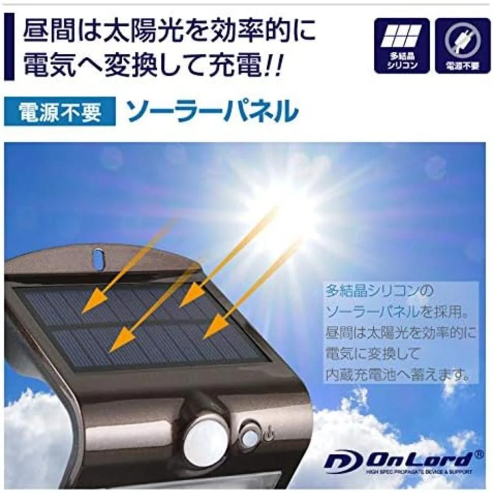 オンスクエア ソーラーLED・センサーウォールライト 1台 - Image 3