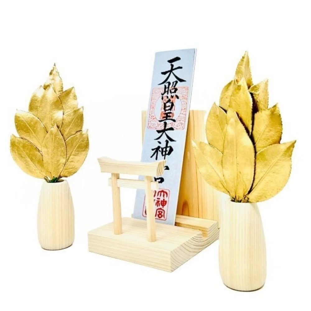ミニ S 金の榊丸立て 鳥居付き神棚セット ST-041 【直送品】 返品・キャンセル・他商品と同時購入は不可 - Image 2