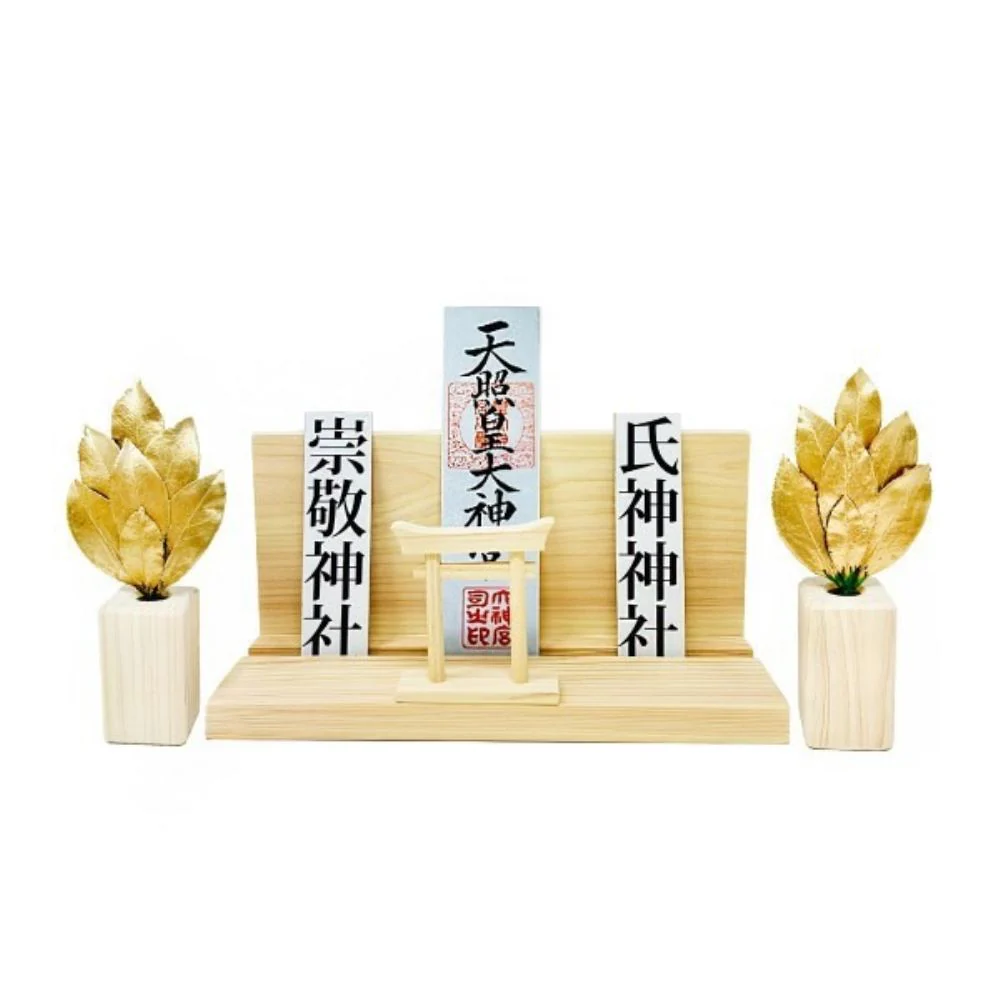 ミニ SS 金の榊榊立て 鳥居付神棚大セット ST-051 【直送品】 返品・キャンセル・他商品と同時購入は不可