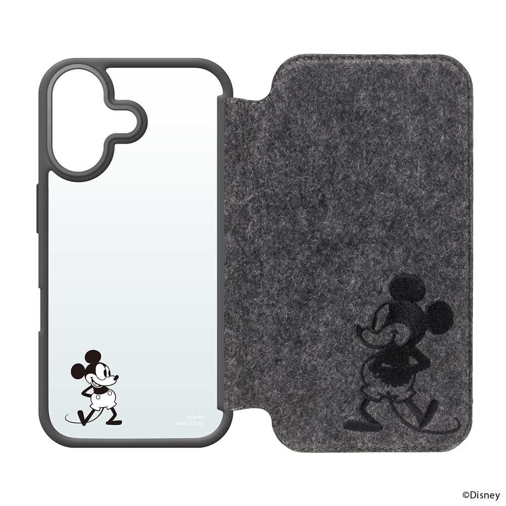 PGA iPhone 16用 ガラスフリップケース(フェルト) ミッキーマウス PG-D24AGF05MKY - Image 10