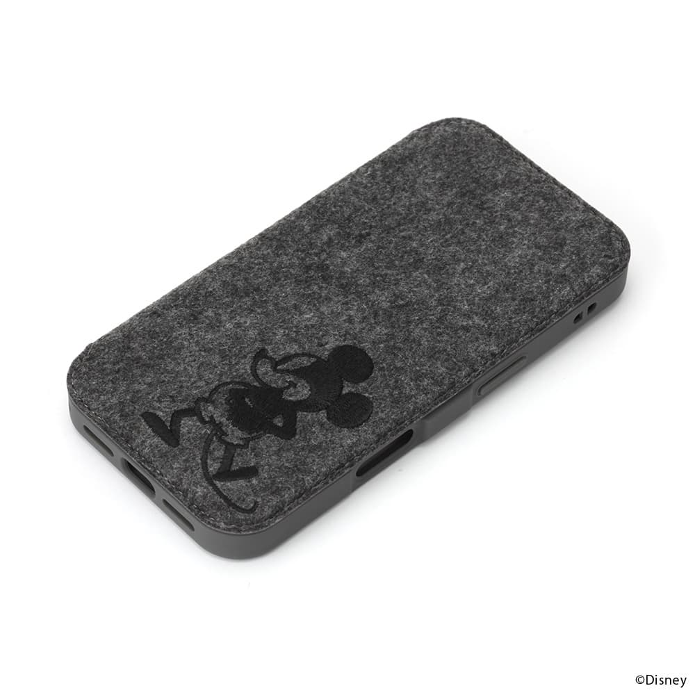 PGA iPhone 16用 ガラスフリップケース(フェルト) ミッキーマウス PG-D24AGF05MKY - Image 6