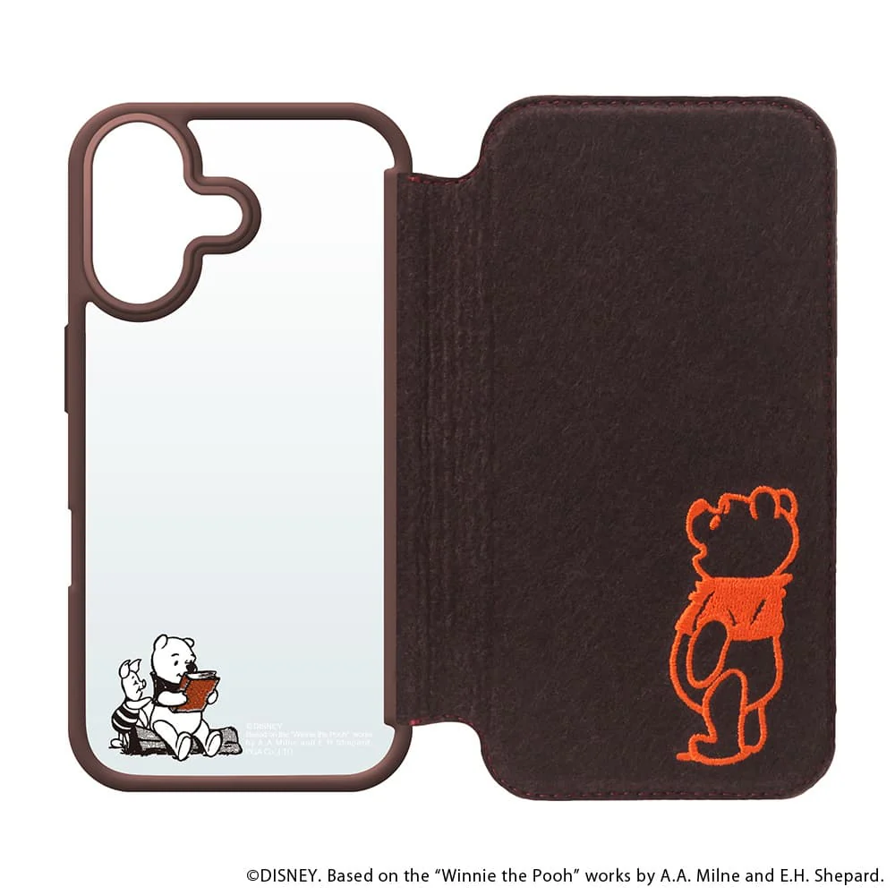 PGA iPhone 16用 ガラスフリップケース(フェルト) くまのプーさん PG-D24AGF06POO - Image 10