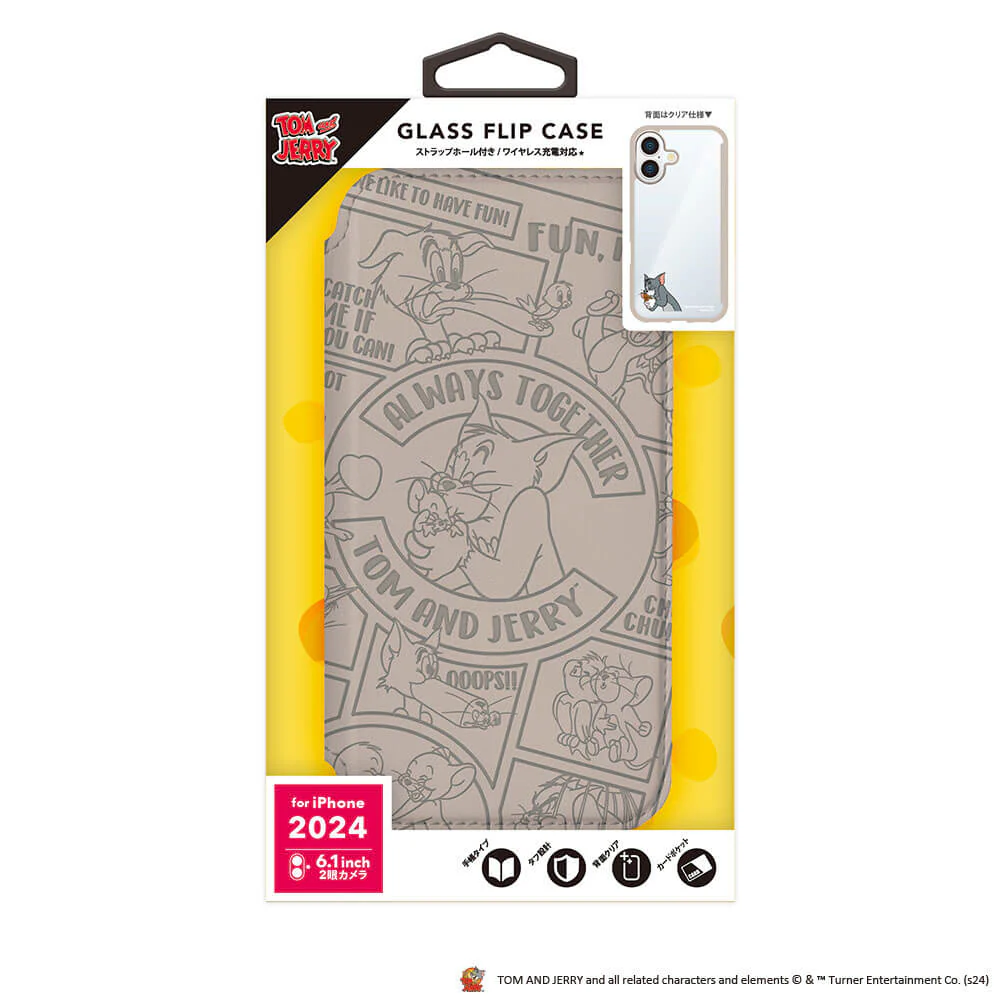 PGA iPhone 16用 ガラスフリップケース トムとジェリー PG-W24AGF01TAJ 70g - Image 2