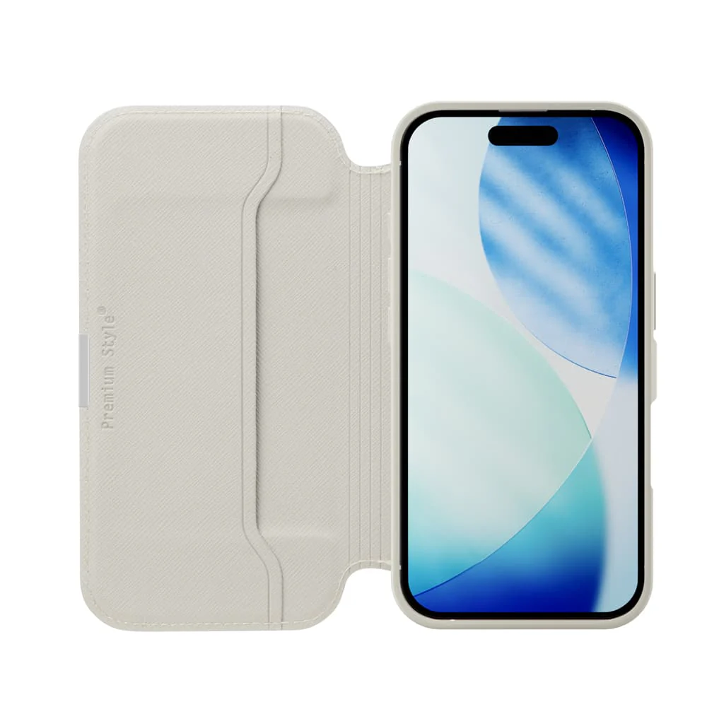 PGA iPhone 17用 ガラスフリップケース サフィアーノ調/グレー PG-25AGF05GY 65g - Image 4