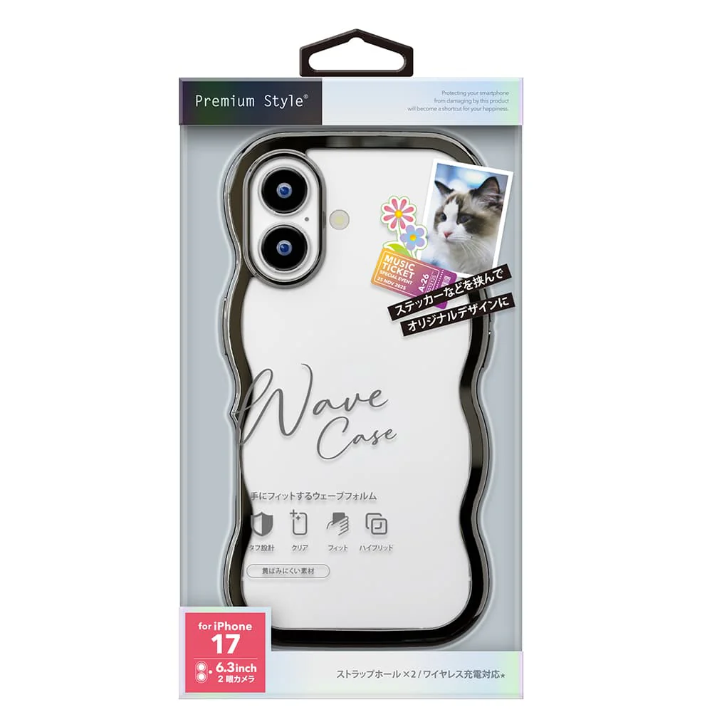 PGA iPhone 17用 ウェーブケース メタルブラック PG-25AWH02BK 35g - Image 2