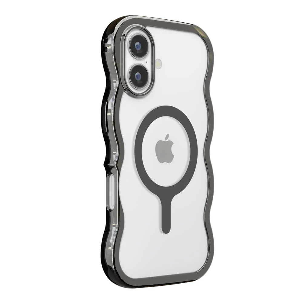 PGA iPhone 17用 MagSafe対応 ウェーブケース メタルブラック PG-25AMW02BK 35g - Image 4