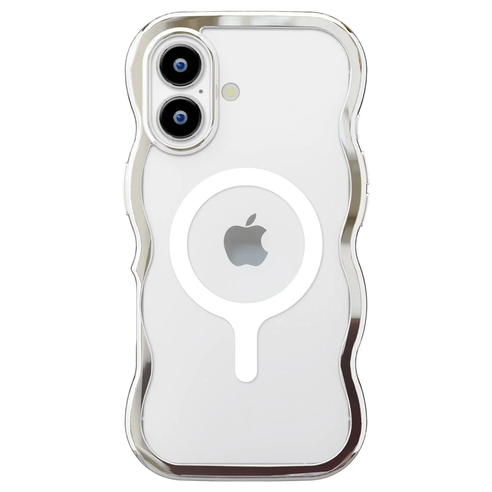 PGA iPhone 17用 MagSafe対応 ウェーブケース メタルシルバー PG-25AMW03SV 35g - Image 3