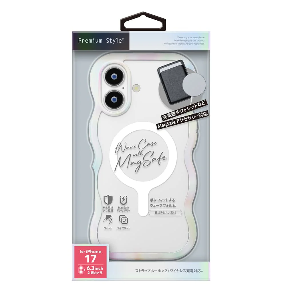 PGA iPhone 17用 MagSafe対応 ウェーブケース オーロラホワイト PG-25AMW04WH 35g - Image 2