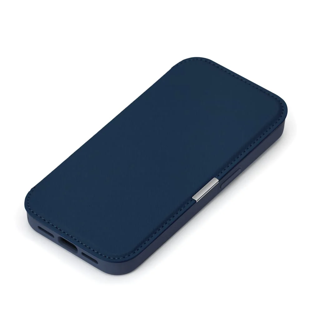 PGA iPhone 17 Pro用 ガラスフリップケース サフィアーノ調/ネイビー 65g