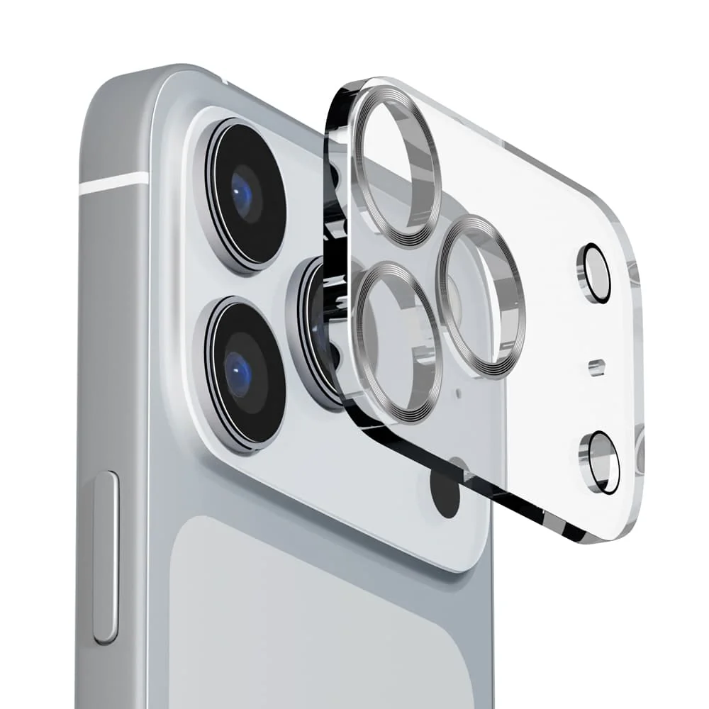 PGA iPhone 17 Pro用 カメラフルプロテクター クリア/メタルシルバー 6g