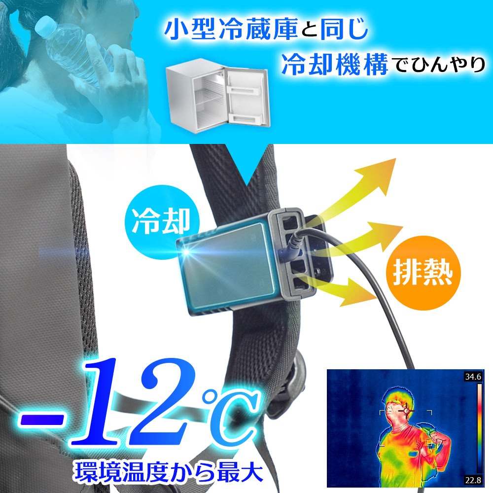 リュックに付ける冷却デバイス「ワキひえ〜る」 TKWK25SBK 【直送品】 返品・キャンセル・他商品と同時購入は不可 - Image 5