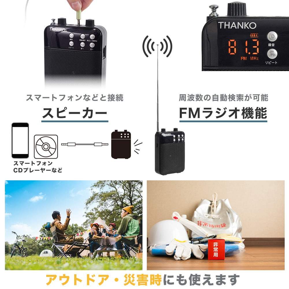その場で録音再生できる多機能ポータブル拡声器 PRLU25SBK 【直送品】 返品・キャンセル・他商品と同時購入は不可 - Image 6