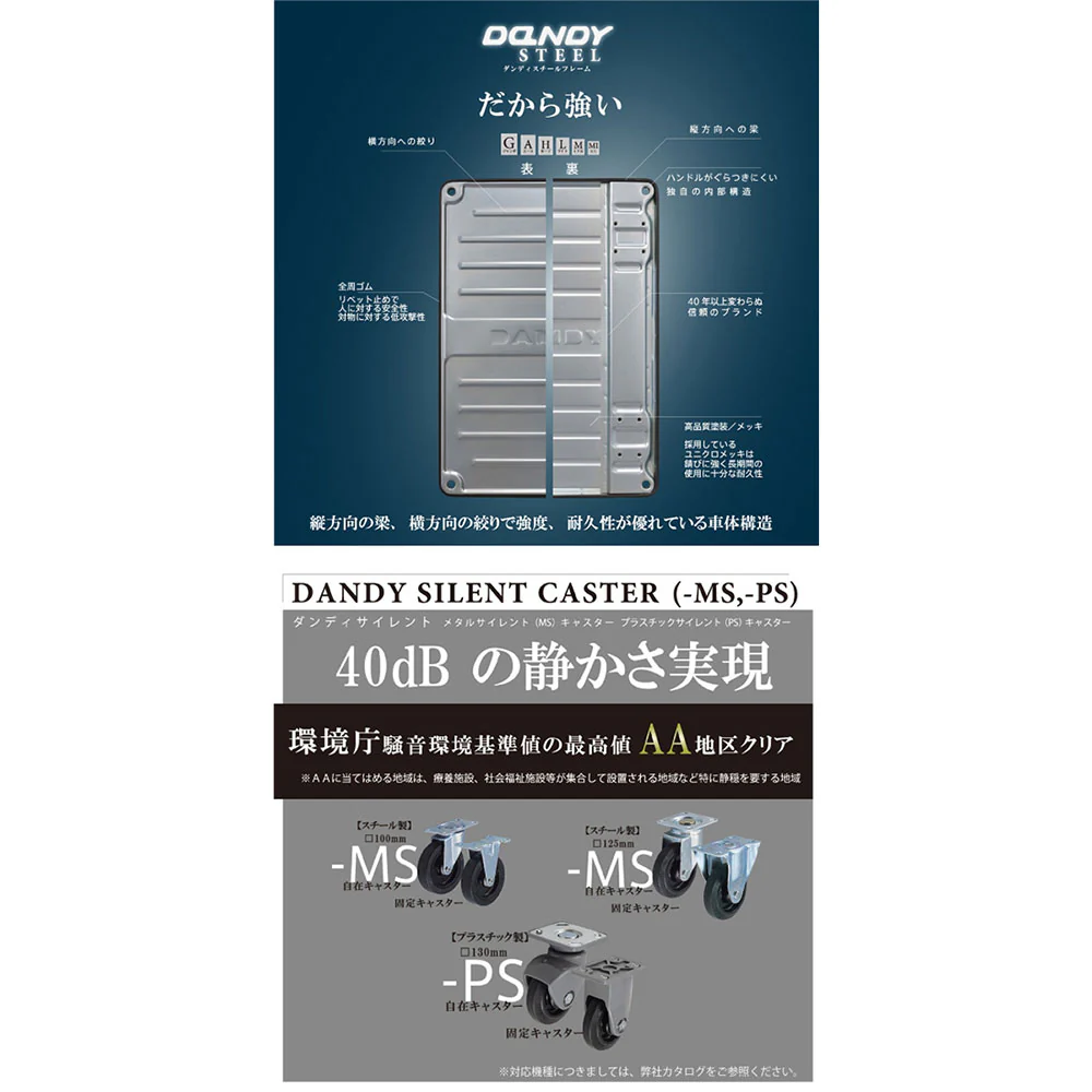 折畳片ハンドル台車サイレント UDL-DX-GS 【直送品】 返品・キャンセル・他商品と同時購入は不可 - Image 3
