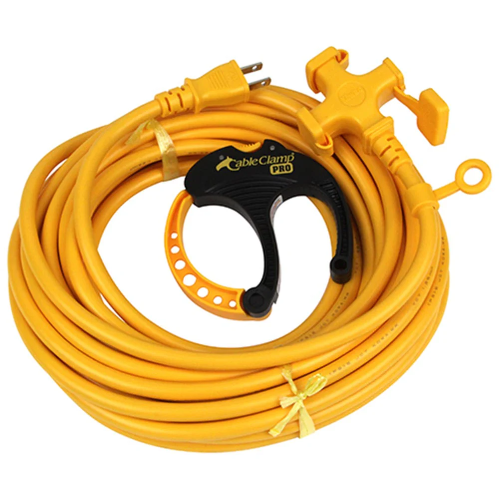 延長コード10m クランプ付 FM02-10黄色C 【直送品】 返品・キャンセル・他商品と同時購入は不可