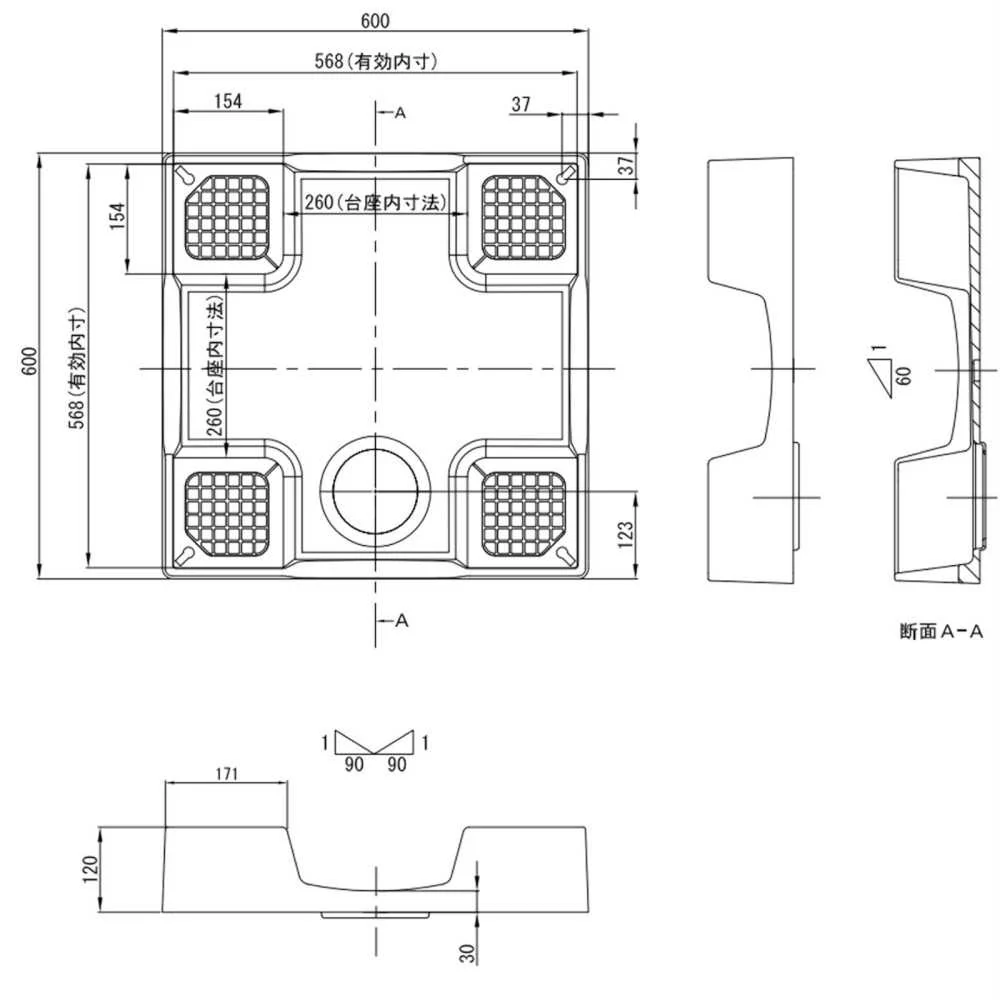 洗濯機用かさ上げ防水パン イージーパン TPD600-CW2 【直送品】 返品・キャンセル・他商品と同時購入は不可 - Image 3