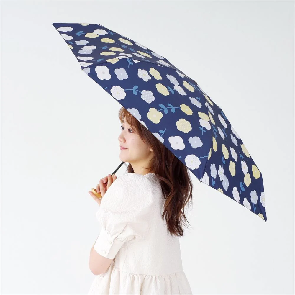 晴雨兼用 折傘 55cm エコルーペット フラワー17421NV 【直送品】 返品・キャンセル・他商品と同時購入は不可 - Image 9