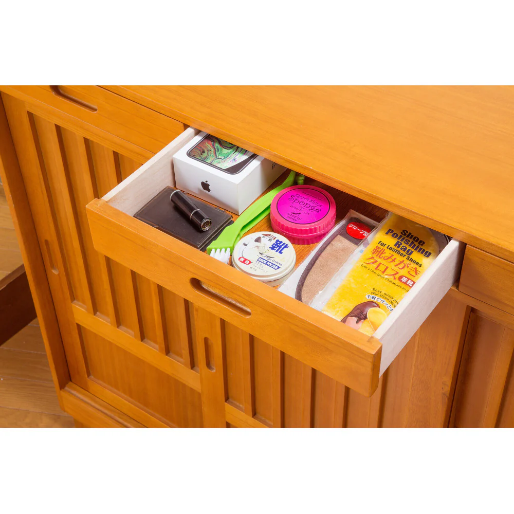 天然木和風引き戸シューズボックス 2枚扉[04143] 【直送品】 返品・キャンセル・他商品と同時購入は不可 - Image 3